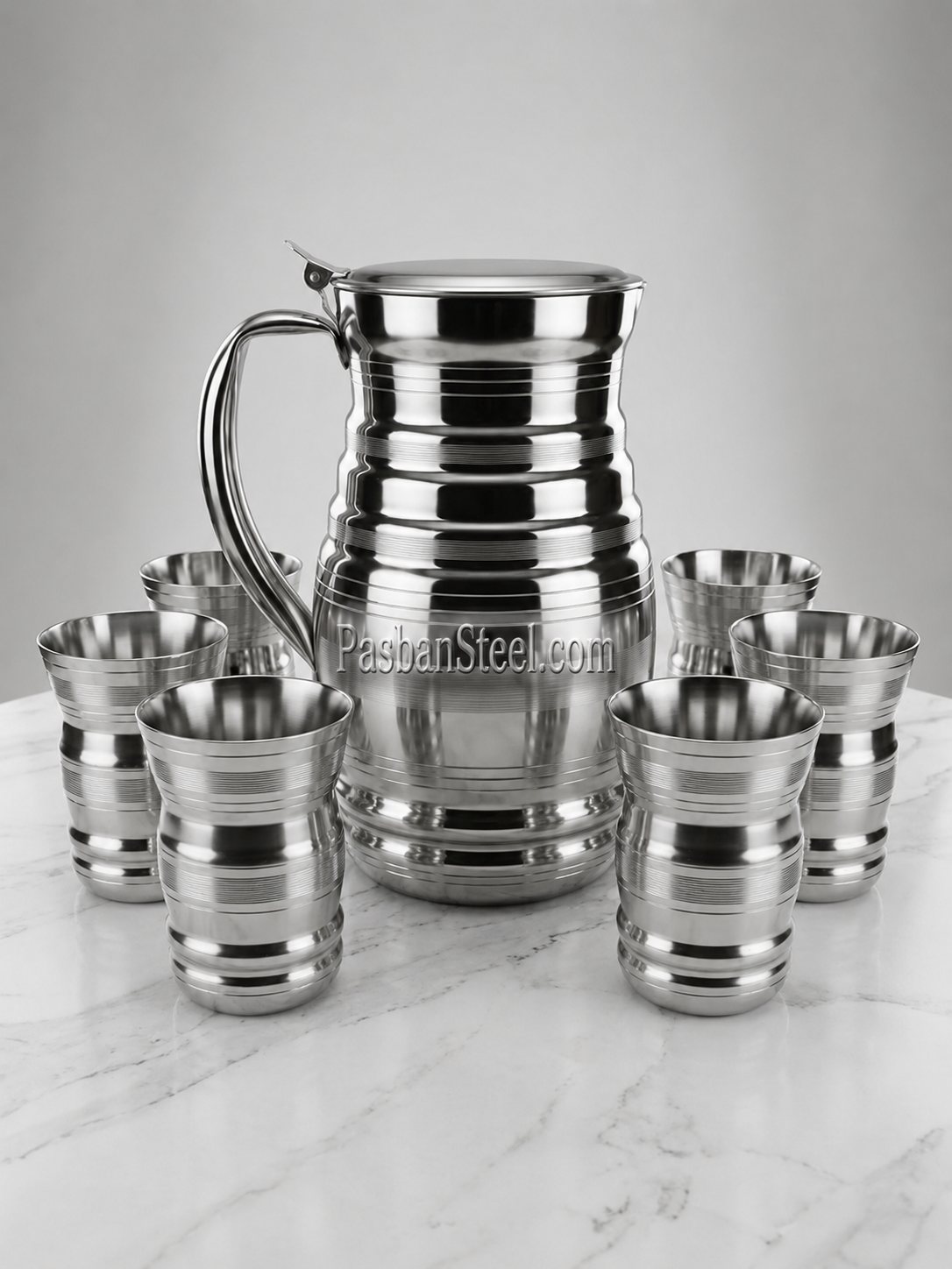 Water Set Stainless Steel Design No 3 (Jug and Glass) - PasbanSteel.com
