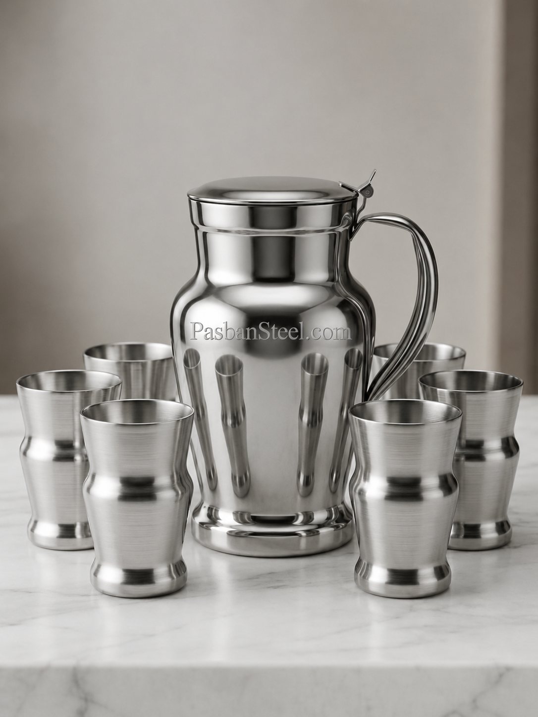 Water Set Stainless Steel Design No 6 (Jug and Glass) - PasbanSteel.com